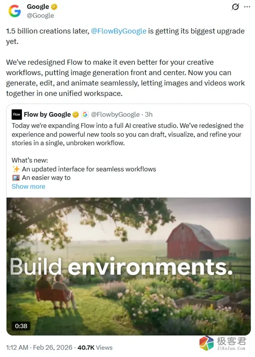 图片[1]-谷歌杀疯了，免费用Nano Banana Pro！Flow深夜史诗级大更新-极客君