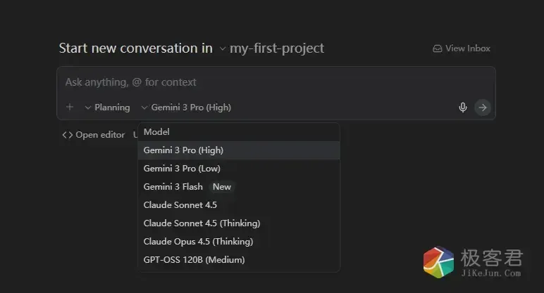 图片[3]-Google Antigravity 上手指南 (一)：别只做程序员，来做 AI 的“指挥官”-极客君