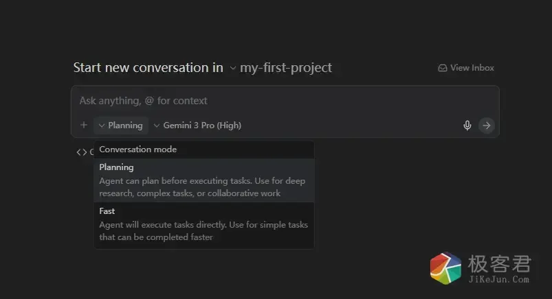 图片[2]-Google Antigravity 上手指南 (一)：别只做程序员，来做 AI 的“指挥官”-极客君