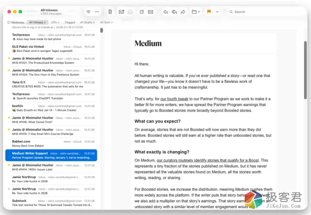 图片[4]-Gmail 与 Apple Mail：经过 30 天测试后，会选择哪个？-极客君